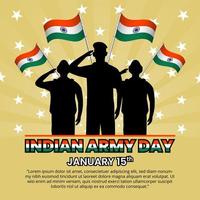 Indian army day background with salute soldiers and flag