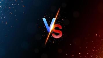 Versus banner with fire sparkling, isolated on red and blue background, easy to edit. Vector illustration