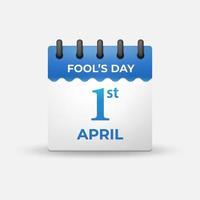 April Fool's Day on 1st April Calendar. Vector Illustration