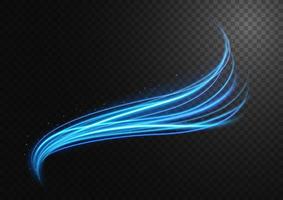 Abstract blue wavy line of light with a transparent background, isolated and easy to edit. Vector Illustration