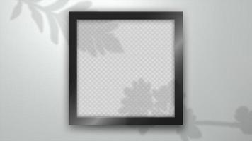 The Shadow of Ornamental Plants Leaf on Photo Frame and White Wall, Realistic Mockup, Vector Illustration