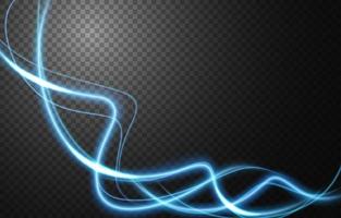 Abstract blue wavy line of light with a transparent background, isolated and easy to edit. Vector Illustration