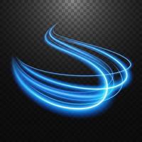 Abstract blue wavy line of light with a transparent background, isolated and easy to edit. Vector Illustration