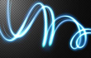 Abstract blue wavy line of light with a transparent background, isolated and easy to edit. Vector Illustration