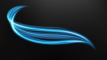 Abstract blue wavy line of light with a transparent background, isolated and easy to edit. Vector Illustration