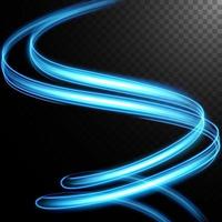 Abstract blue wavy line of light with a transparent background, isolated and easy to edit. Vector Illustration