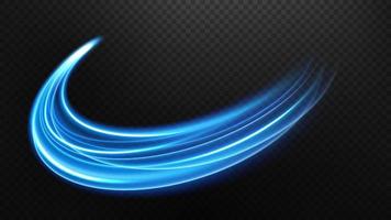 Abstract blue wavy line of light with a transparent background, isolated and easy to edit. Vector Illustration