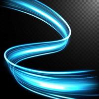 Abstract blue wavy line of light with a transparent background, isolated and easy to edit. Vector Illustration