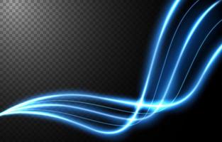 Abstract blue wavy line of light with a transparent background, isolated and easy to edit. Vector Illustration