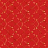 Red Chinese seamless pattern background with gradient gold decoration vector