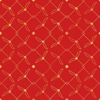 Red Chinese seamless pattern background with gradient gold decoration vector