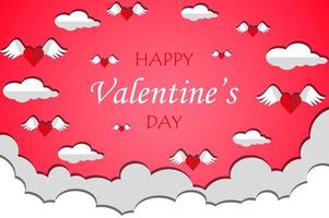 paper cut style happy valentine day greeting with love angel by vector design