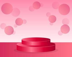 red bubble studio background with red podium for product display vector