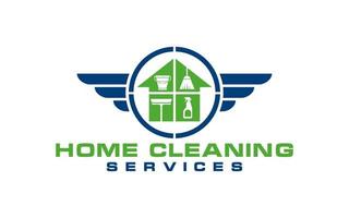 Creative Cleaning home services Concept Logo Design Template vector