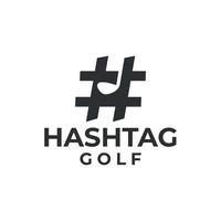 golf logo with golf club illustration inside hashtag, symbol, icon, vector illustration