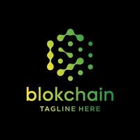 yellowish green interconnected dots, forming hexagon symbols with precision, logo design for blockchain, internet, digital and more vector