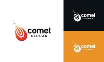 logotipo de la caída del cometa. icono de cometa. meteoro brillante sobre un fondo oscuro. Icono internet, juego, marketing, entrega vector