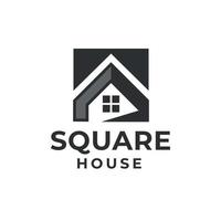 Square logo design in vector for construction, house, real estate, building, property. Minimalist trendy professional logo design template, black