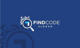 Search logo template design with abstract code, Modern style and lines, Check and Find vector or circle shape with code find icon