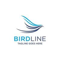 wave line logo, forming a bird, with light blue and dark blue color guide, simple vector