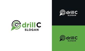 letter C prefix, drill icon with letter combination, design logo, vector