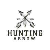 diseño de logotipo de arquero, flecha atada con una cuerda de estilo vintage en el interior, tribal, para cazar vector