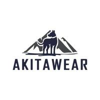 akita dog logo with mountain combination vector