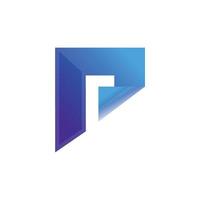 letter P, square paper style logo with indentation on top, blue purple color on white background vector