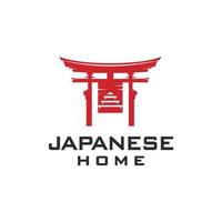 Simple and elegant Japanese monument logo. Torii, traditional Japanese gate vector