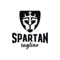 spartan head logo inside shield vector