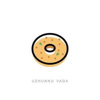 uzhunnu vada también conocido como medu vada o buñuelos urad dal es un bocadillo indio horneado y frito vector de contorno simple