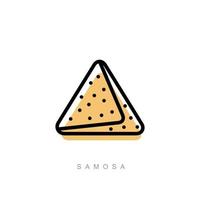 Samosa is a baked and fried indian snack simple outline vector
