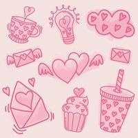 valentine's objects cute icon design vector