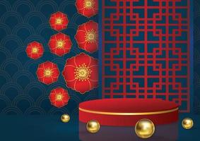 diseño de exhibición de productos de fondo oriental para banner de sitio web vector