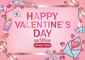 valentine's day banner lovely design and cute element vector