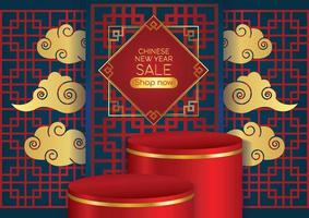 oriental background red and blue product display design vector