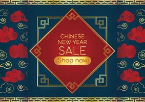 luxury banner design red and blue oriental background vector