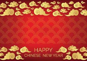 red and gold background happy chinese new year vector