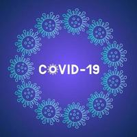 Coronavirus covid-19 pandemic background with copy space. Pathogen respiratory from Wuhan China. Novel Corona virus 2019-nCoV. Neon colors vector banner.