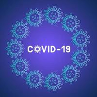 Coronavirus covid-19 pandemic background with copy space. Pathogen respiratory from Wuhan China. Novel Corona virus 2019-nCoV. Neon colors vector banner.