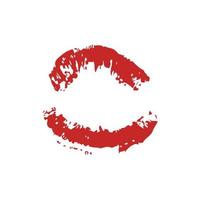Red lipstick kiss on white background. Imprint of open mouth. Valentines day theme print. Kiss mark vector illustration. Easy to edit template for greeting card, poster, flyer, banner, label, etc.