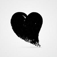 Hand painted heart on white background. Grunge shape of heart. Black textured brush stroke. Valentines day sign. Love symbol. Easy to edit vector element of design.