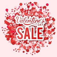 banner de venta del día de san valentín. Letras de caligrafía a mano con confeti de puntos rojos y rosas. plantilla vectorial fácil de editar para la decoración de la tienda del día de san valentín, afiche publicitario, volante, etiqueta, etc. vector