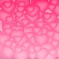 Soft pink hearts confetti background. Valentine s day shiny greeting card. Romantic vector illustration. Easy to edit design template.