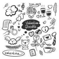 Set of cute Valentine day doodle elements vector