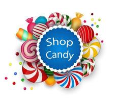 Candy shop on white background vector