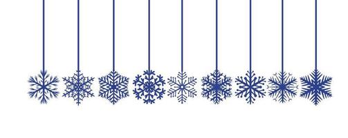 conjunto de copos de nieve azules decorativos vector