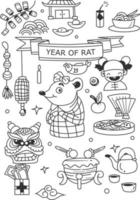 conjunto de doodle de año nuevo chino vector