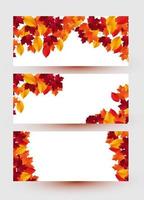 Set of three banners with colorful autumn leaves vector