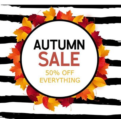 Autumn sale background with colorful leaves